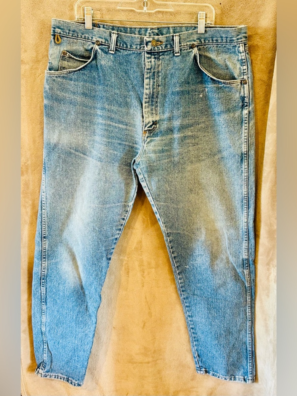 Wrangler Rugged Wear Jeans 36x32 Vintage Straight Leg Light Wash Denim